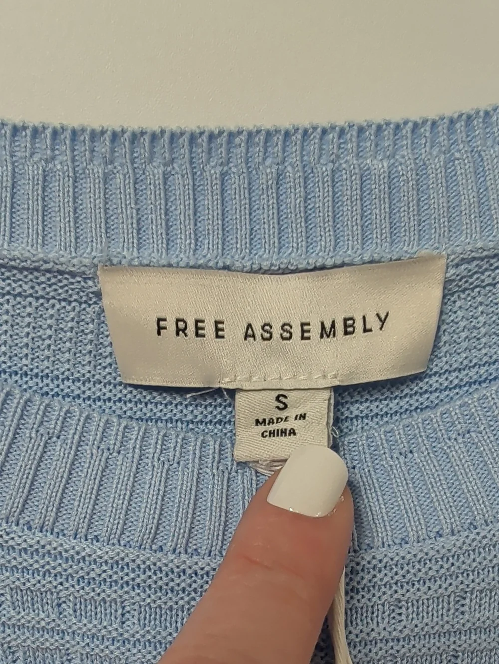 Free Assembly Polished Blue Puff Sleeve Knit Sweater Tee Size Small